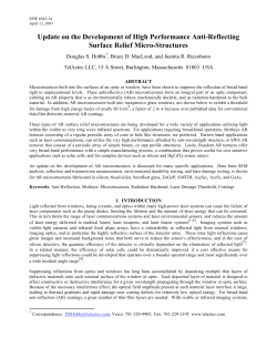 Update on the Development of High Performance Anti