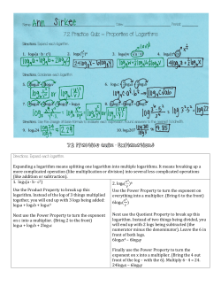 Directions. Expand each logarithm. Expanding a logarithm means