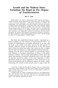 Arendt and the Modern State: Variations On Hegel in