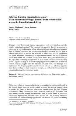 Informal learning organizations as part of an