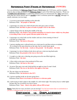 Reference Point (Frame of Reference) ANSWERS