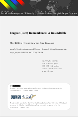 Journal of French and Francophone Philosophy / Revue de la