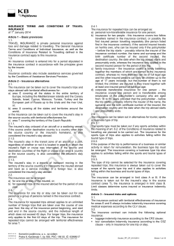 Set of Insurance Conditions for Travel Insurance