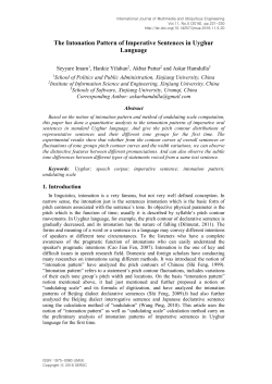 The Intonation Pattern of Imperative Sentences in Uyghur