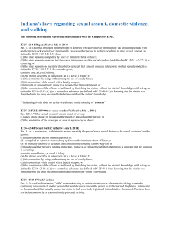 Indiana`s laws regarding sexual assault, domestic violence, and