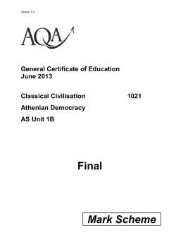 A-level Classical Civilisation Mark scheme Unit 01B