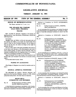 commonwealth of pennsylvania legislative journal