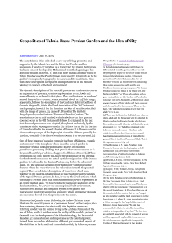 Geopolitics of Tabula Rasa: Persian Garden and the Idea of City