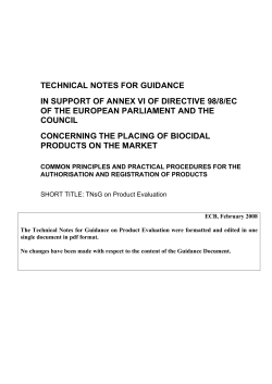 TNsG on Product Evaluation - ECHA