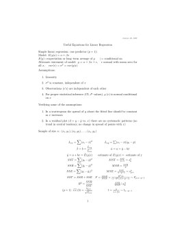 Useful Equations for Linear Regression Simple linear regression