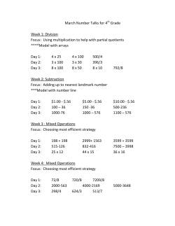 March Number Talks for 4 Grade Week 1: Division Focus: Using