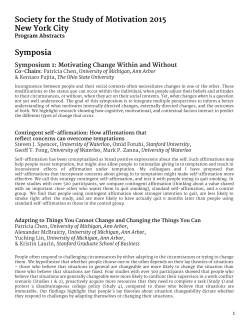 Conference Abstracts 2015 - of the Society for the Study of Motivation