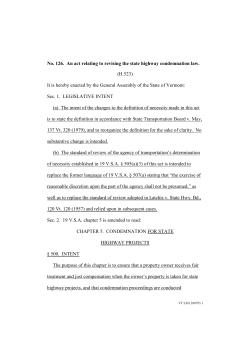 No. 126. An act relating to revising the state highway condemnation