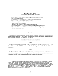 RULES OF PROCEDURE OF THE WORLD HEALTH ASSEMBLY1