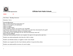 ELA 12 Unit 4 Literature - Cliffside Park School District