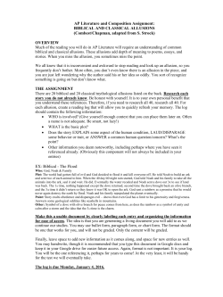 AP Literature and Composition Assignment: BIBLICAL AND