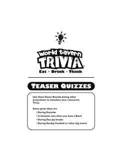 TEASER QUIZ 1 - World Tavern Poker