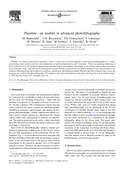 Fluorine&mdash;an enabler in advanced photolithography