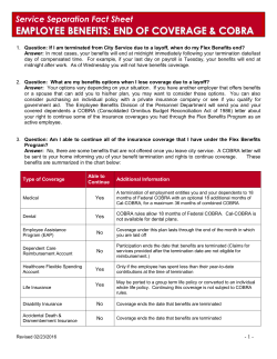 COBRA FREQUENTLY ASKED QUESTIONS (FAQS)