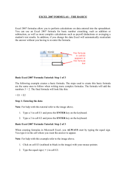 EXCEL 2007 FORMULAS