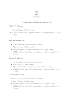 February Kerry Kids Klub Programme 2017 Friday 17th