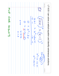 LT 8.03 I can solve a radical equation and identify extraneous