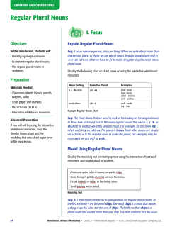 Regular Plural Nouns - Benchmark Writer`s Workshop