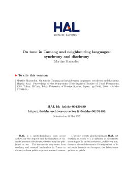 On tone in Tamang and neighbouring languages: synchrony