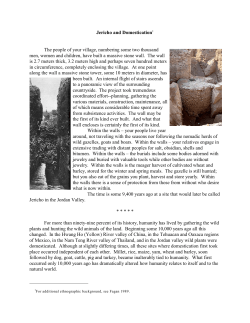 Jericho and Domestication The people of your village, numbering