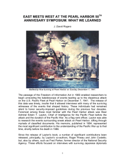 East Meets West at Pearl Harbor: A Historical Perspective 50 Years