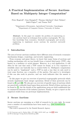 A Practical Implementation of Secure Auctions Based on Multiparty