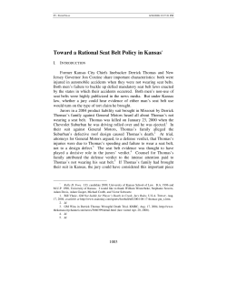 Toward a Rational Seat Belt Policy in Kansas
