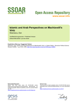 Islamic and Arab Perspectives on Machiavelli`s Virtu