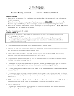 To Kill a Mockingbird Part One &ndash; Tuesday, October 25 Part Two