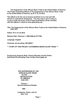 The Suppression of the African Slave Trade to the United States of
