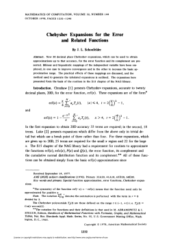 Chebyshev Expansions for the Error and Related Functions