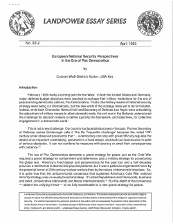 European National Security Perspectives in the Era of Pax