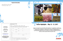 Italian Highlights ~ May 12 - 21, 2017