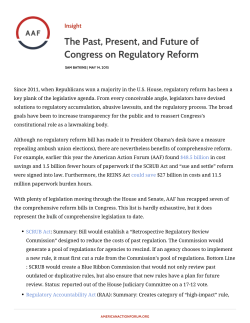 The Past, Present, and Future of Congress on Regulatory Reform