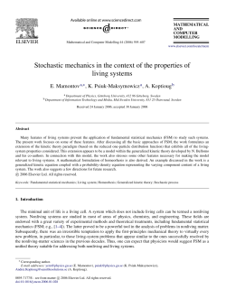 Stochastic mechanics in the context of the properties of living systems
