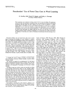 Preschoolers` Use of Form Class Cues in Word Learning