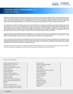 Code of Ethics - Stringer Asset Management