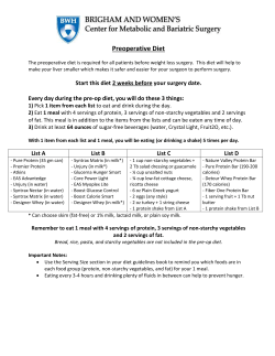 Preoperative Diet Prescription