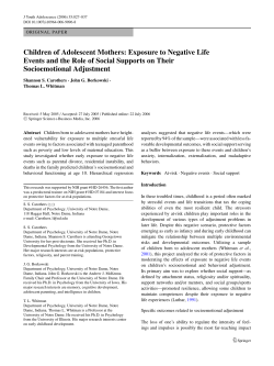 Children of Adolescent Mothers: Exposure to Negative Life Events
