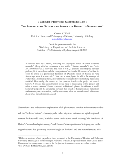 The Interplay of Nature and Artifice in Diderot`s Naturalism