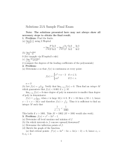 Solutions 21A Sample Final Exam