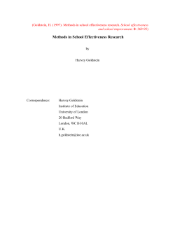 Methods in School Effectiveness Research