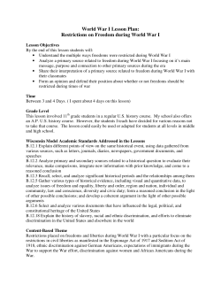 World War I Lesson Plan: Restrictions on Freedom