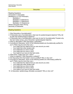 Reading Questions for Descartes