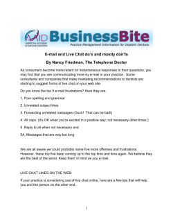 E-mail and Live Chat do`s and mostly don`ts By Nancy